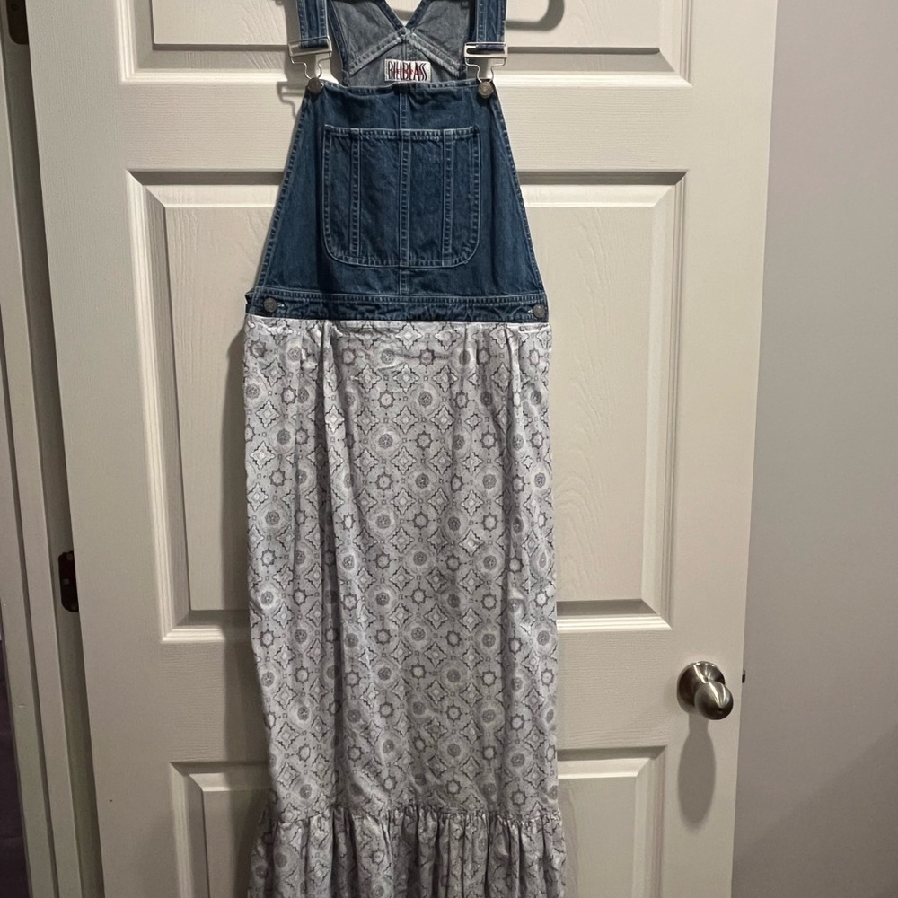 Bill Blass Denim and White Patterned Dress